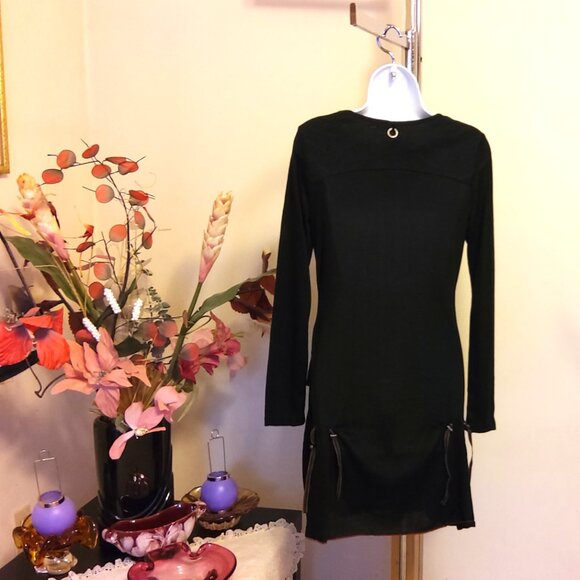NWT SOGGO Paris Unique Designed Black Stretchy Cardigan Knit Sweater Dress M - Picture 9 of 10